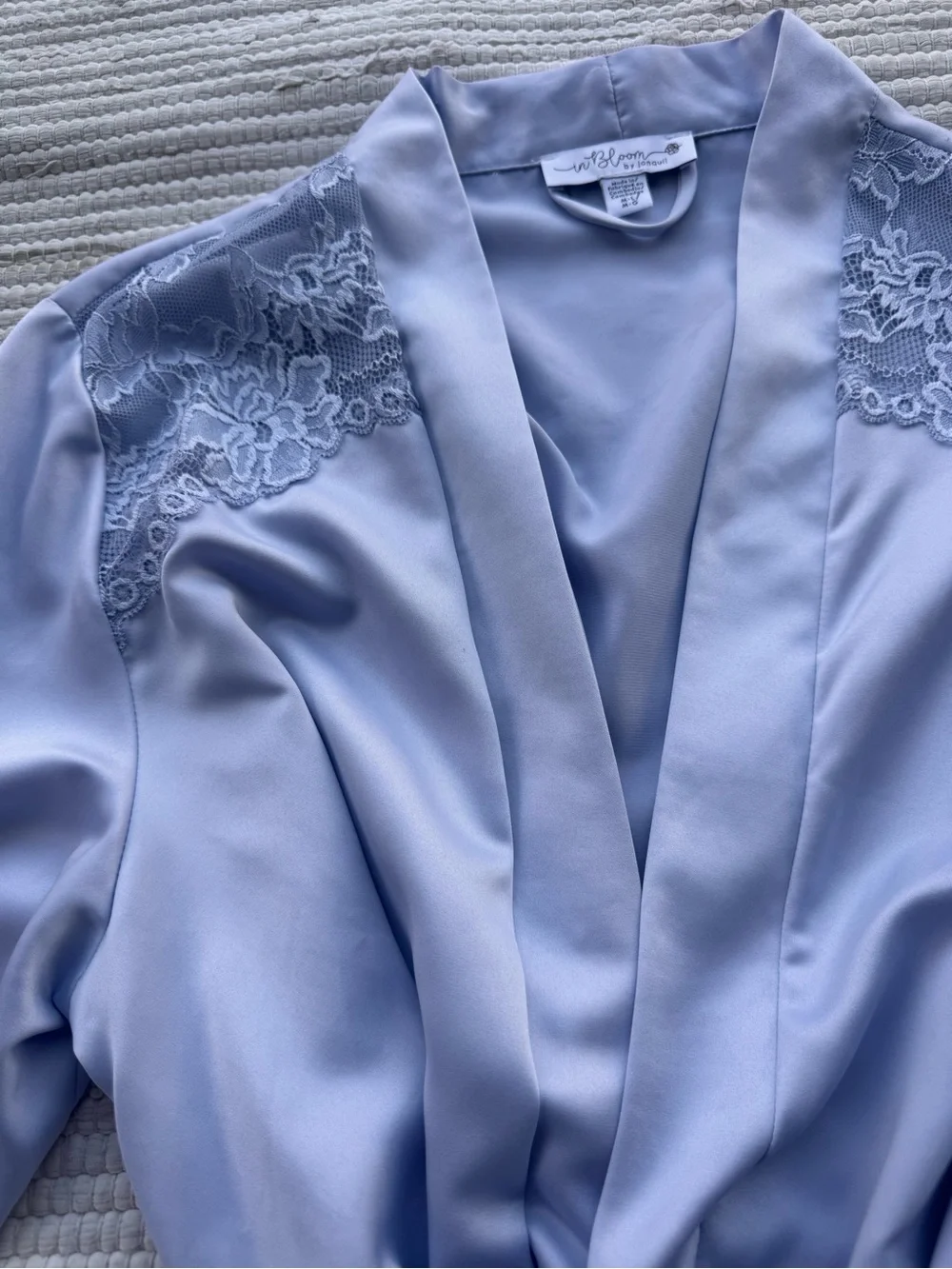 In Bloom by Jonquil Satin Lace Trim Robe Kimono M/L
